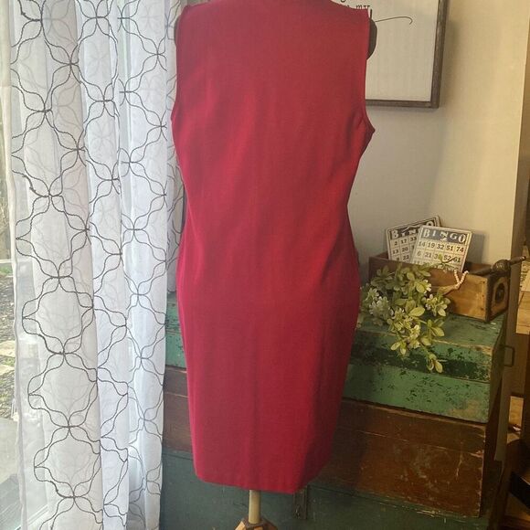 Talbots petites sleeveless dress womens 16 petite red stretchy office career chu - Picture 4 of 8